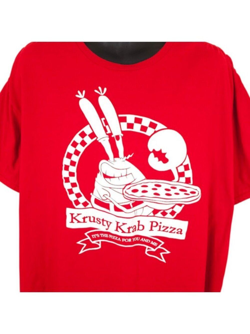 Krusty Krab Pizza T Shirt Mens Size 2XL Red SpongeBob SquarePants OVERSIZED Boxy